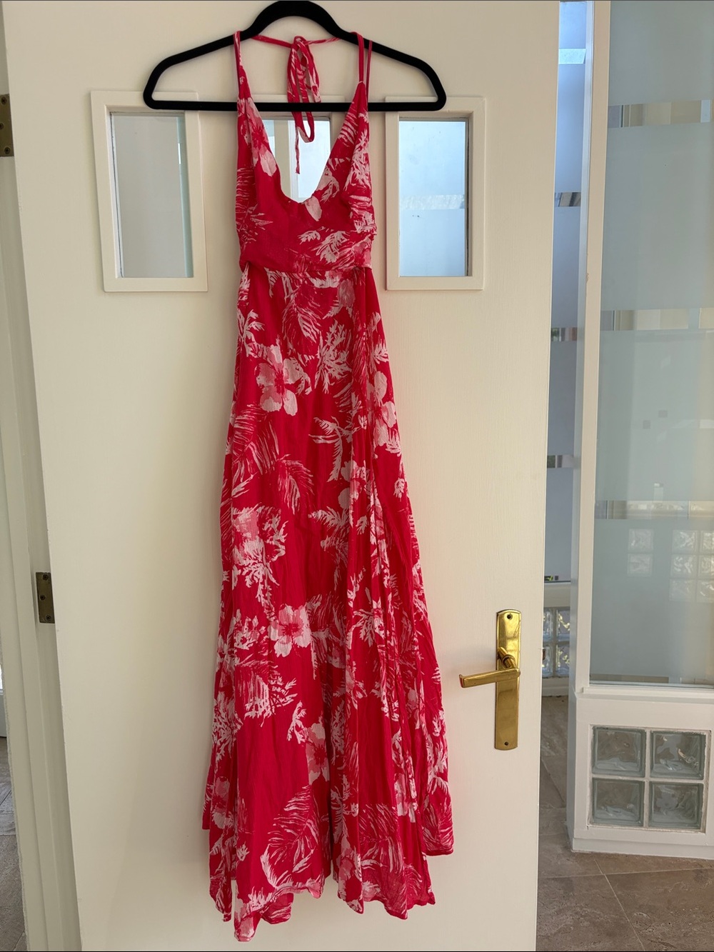 Free People xs  Coral Floral Halter Backless Maxi Dress - Picture 7 of 8